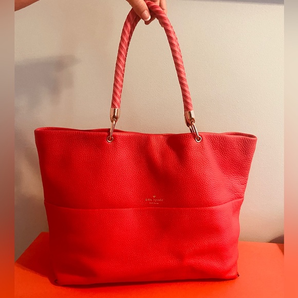 kate spade Bags Kate Spade Large Red Pebbled Leather Purse Pink And